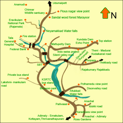 Munnar Tourist Map